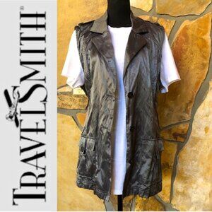 🎄 TravelSmith TRAVEL VEST Pewter Gray City Safari Crinkle XL Vacation NWOT